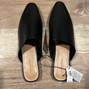 banana republic black leather slides mules